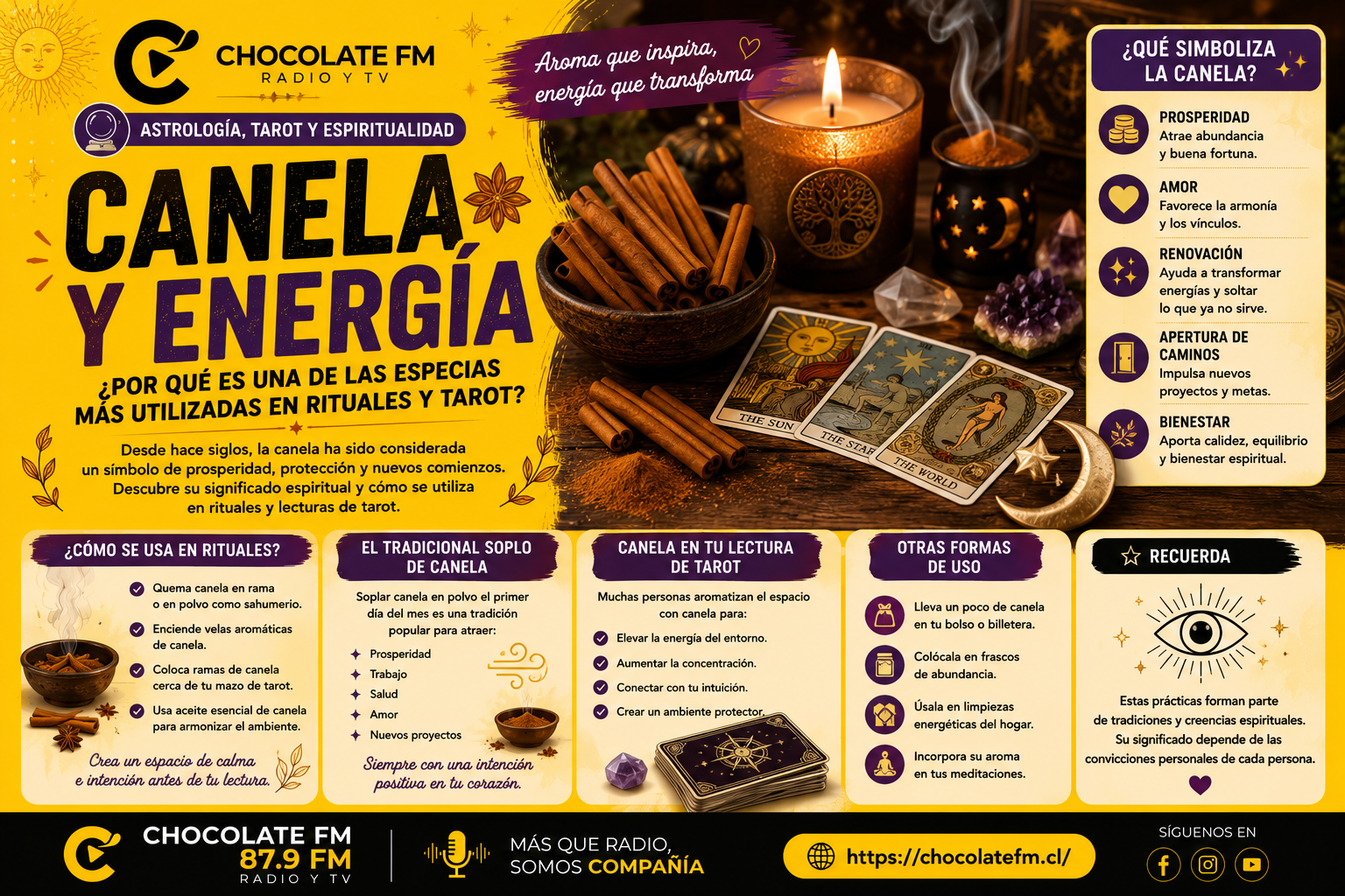 Canela y energía: ¿por qué es uno de los elementos más utilizados en rituales y tarot?